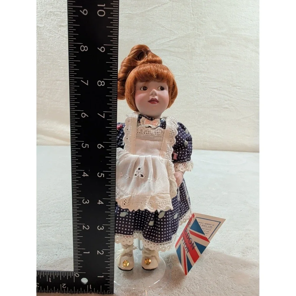 Wimbledon Collection Lexington Hall Porcelain Doll Red Hair Navy Polka Dot Dress
